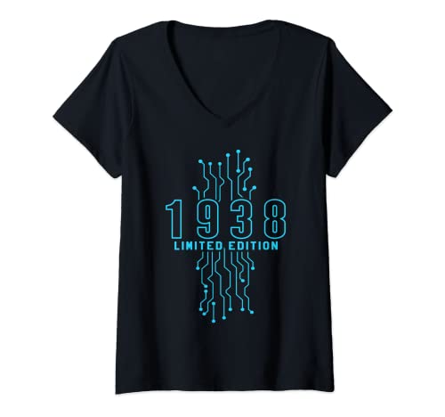 Mujer Cumpleaños 1938 Edición limitada Regalo Usado Gaming Vintage Camiseta Cuello V