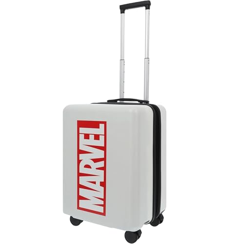 FUL Mala de mão com logotipo Marvel de 57 cm, mala rígida com rodinhas e rodas giratórias, branca, Branco, 22.5 Inch, Ful Mala de mão com logotipo Marvel de 57 cm, mala rígida com rodinhas