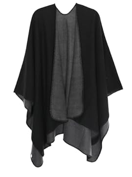 DiaryLook Ladies Printed Poncho Cape Reversibile Oversize Scialle Avvolgere Cardigan Aperto Davanti per Le Donne