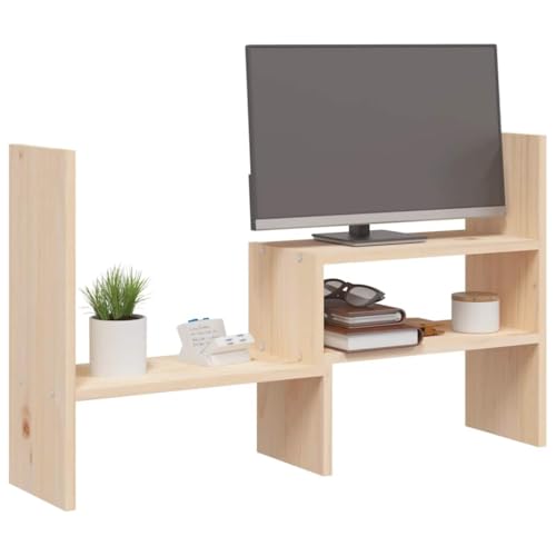 Support d'écran en pin massif réglable 39-72 cm pour bureau - 4