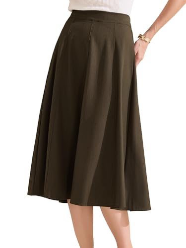 Allegra K Women's A-Line Skirt High Waist Office Work Midi Flared Pleated Skirts