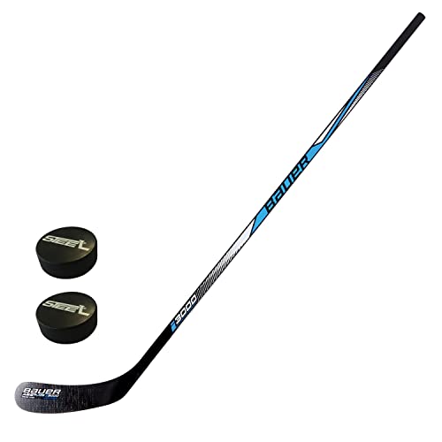 STEEL Eishockey Schläger Bauer Set mit Zwei Pucks - Modell Bauer i3000...