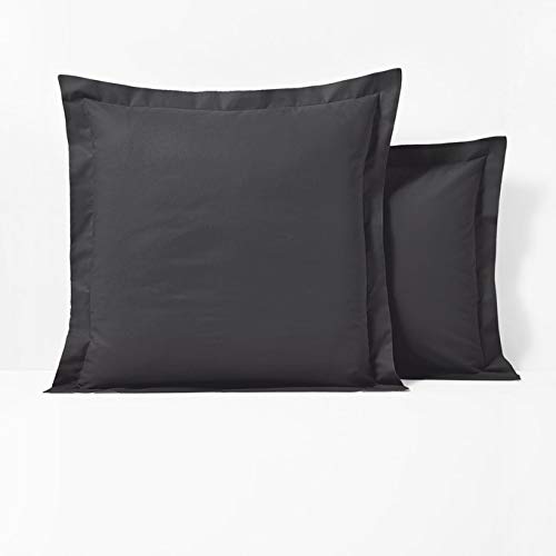Ropa De Cama DARK GREY 100% EGYPTIAN COTTON 1000 THREAD COUNT PAIR OF OXFORD PILLOWCASES CONTINENTAL SQUARE SIZE 65CM x 65 CM — image 1