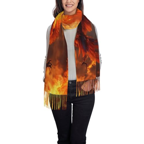 Phoenix print Scarf for Women Winter Pashmina-Shawl Wraps Winter Scarf for Women Wedding Scarf2