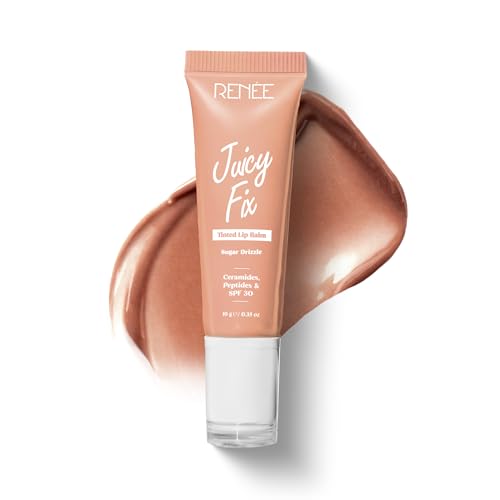 Image of RENEE Juicy Fix Tinted Lip Balm- Sugar Drizzle | Shiny, Glossy Finish | Protects Lips With SPF 30 | Repairs & Nourishes Dry, Flaky Lips | With Peptides, Ceramides & Hyaluronic Acid | 10 g