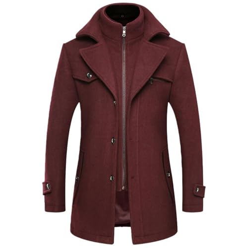 Gabardina cálida para hombre con cuello doble de diseño sofisticado para otoño e invierno