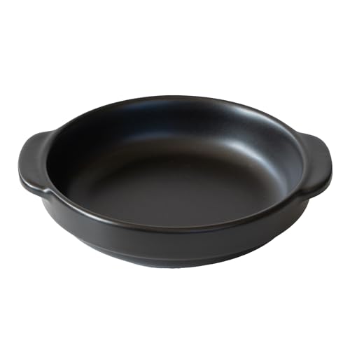 Santo Banko Ware Au Gratin Dish, Large, 22.0 fl oz (650 ml), Heat Resistant, Oven-safe, Direct Fire, Microwave, Dishwasher Safe, Stackable, Black, Made in Japan