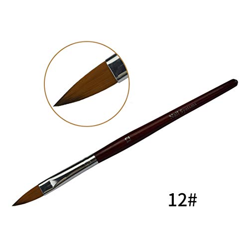 Kolinsky Sable #12 Acrylic Liquid Powder Brush Carving Pen DIY Nail Art Drawing Pack of 1, (NB006-Size No. 12)