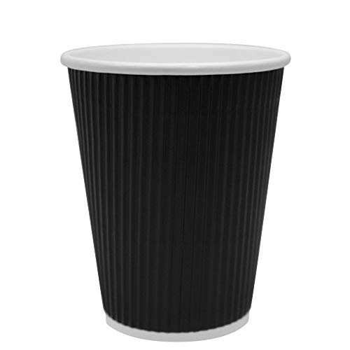 [250 ml, 25 Count, 8oz, Black Disposable Premium Double Wall Ripple Paper Cup | Ecofriendly Glasses for Party, Cafes, Events | Ideal for Tea, Coffee, Soft Drinks | GSM -485