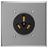 AIDA NEMA10-50R Flush Mounting Power Receptacle with 2 Gang Stainless Steel Faceplate, 50A 125/250V Straight Blade Power Outlet for 3-Prong Ranges, UL Listed