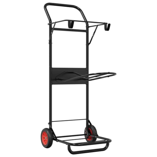 vidaXL Carrito de silla de montar plegable acero negro, carro de silla de montar, carrito de montura, estante portátil sobre ruedas, carro de arreos