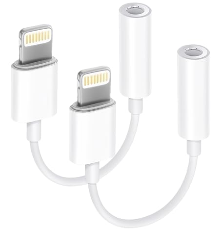[Apple MFi Certified] 2 Pack Lightning to 3.5 mm Headphone Jack Adapter, iPhone Aux Adapter...