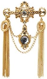 Knighthood Royal Gold Engraved Shimmery Stone And Chain Detailing Brooch