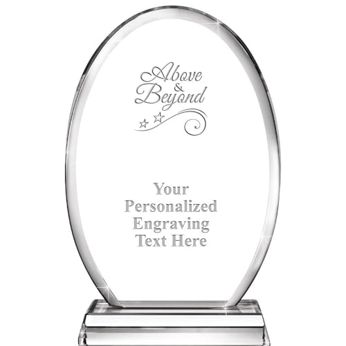 Crown Awards Above and Beyond Engraved Trophy, 8" Elliptic Custom Crystal Trophy Recognition Corporate Award