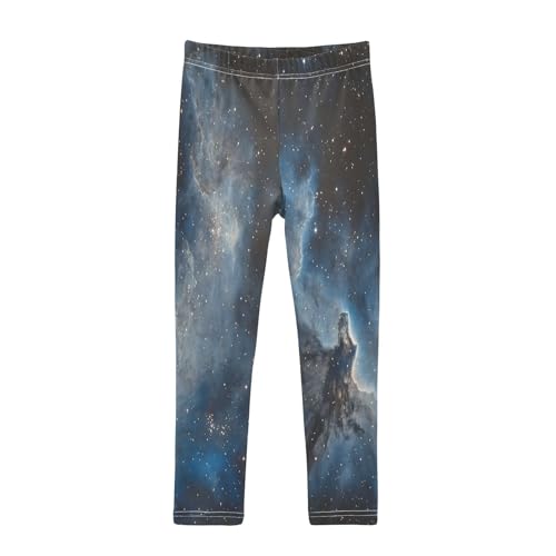 Dark Blue Starry Sky Girls Leggings Soft Stretch Workout Yoga Dance Pants for Kids Casual Tights