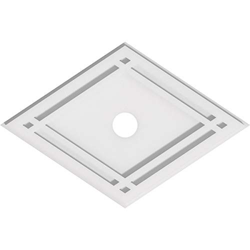 Image of Ekena Millwork CMP20X13DD-02000 Diamond Architectural Grade PVC Contemporary Urethane Ceiling Medallions 20 inchW x 13 3 /8 inchH x 2 inchID x 7 inchC x 1 inchP