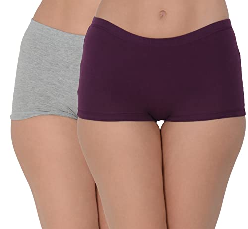 Image of EVA & JOY Women's Cotton Solid Mid-Rise Boyshort Panty