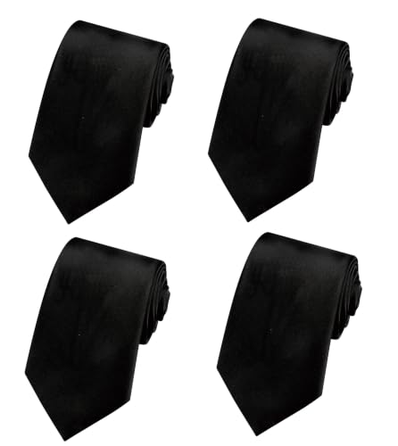 Image of WeiShang Lot 4 PCS Men's Ties Solid Color Neckties Formal Black Ties For Men