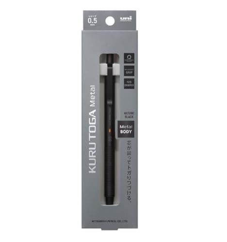 Image of KURUTOGA Mitsubishi Pencil Mechanical Pencil Metal 0.5mm Nocturne Black M5KH1P.24 With Original Stylus Ballpoint Touch Pen