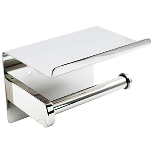 RHRYTCH Portarrollos de papel higiénico, soporte de papel higiénico con estante, soporte para rollo de papel higiénico de baño de acero inoxidable pulido montado en la