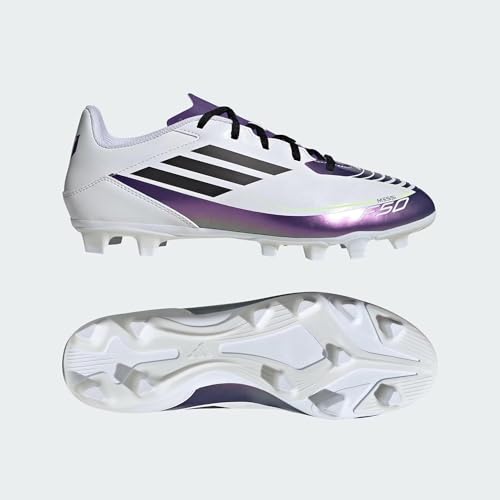 Image of adidas X Messi Unisex Adult F50 Club FxG Messi Football Shoes Synthetic Upper with Leather Forefoot /Firm Ground Outsole All Season, 11 UK, White