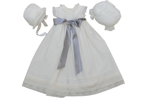 Traje de bautizo para bebé – Faldón bautismal unisex – Vestido de ceremonia bautismal para bebé – Modelo París (Traje 3 piezas, A medida)