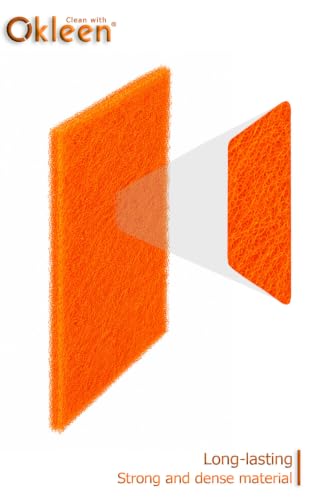 Image of Scour Pads. Made in Europe. 12 Pack, Orange, 4 x 6 Inch Odorless General Purposes Scouring Scrubbers for Cleaning Dishes, Cutlery & Kitchen Stuff, Garage & Garden Tools, Grills & Outdoor Things