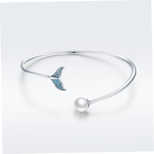 Bracelet jonc argent queue de sirène bleu aux finitions de luxe