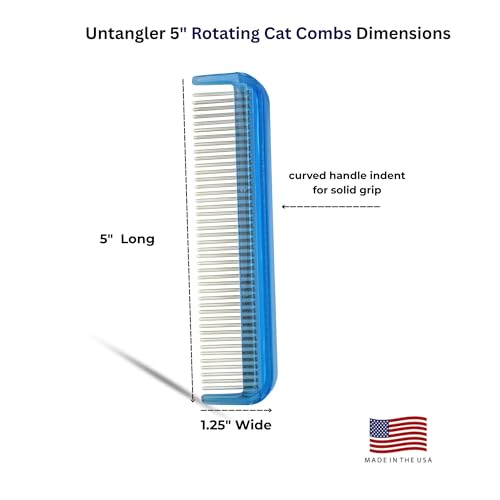 Image of Cat Comb - 5 inch with ultra fine silky smooth rotating teeth for gentle mat clearing; 7 inch with dual-spaced teeth, SkyBlue