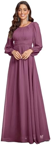 Ever-Pretty Women's Crewneck Long Lantern Sleeves Floor Length A-...