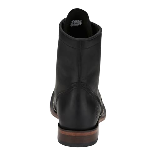 Justin Boot Company Men's Drennan Black Water Buffalo 7In Lace Up Roper Boot Black 10 D3