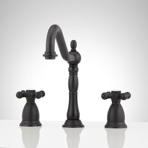 Signature Hardware 900890 Victorian 1.2 GPM Widespread Bathroom Faucet with Pop-Up Drain Assembly - Matte Black
