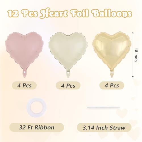 Image of 12 Pcs Colorful Heart Balloons,18 Inch Heart Foil Balloons Love Balloon Valentine Balloon for Birthday Party Wedding Engagement Party Baby Shower Valentine Day Decorations