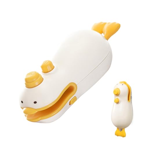 Sellador de bolsas de patatas fritas – Lindo pato de dibujos animados 2 en 1 sellador y cortador | Gadgets de cocina portátiles selladores de bolsas para patatas fritas, aperitivos, almacenamiento de