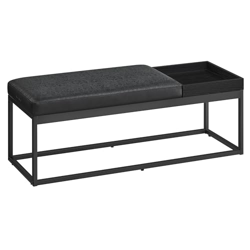 SONGMICS HOME LUIZ Collection - Ottoman Bench, Reversible Top, Shoe Bench with Tray, Steel Frame...