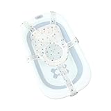 Baby Badewannennetz, Baby-Badewannennetz, Neugeborenensitzstütze, Badewanneneinsatznetze, rutschfester Neugeborenen-Badewannensitz, Baby-Duschzubehör mit Schwammkissen für 0-24 Monate