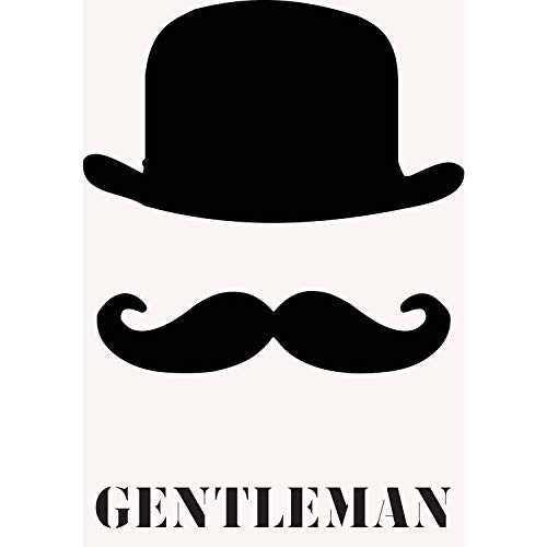 Affiche poster gentleman chapeau melon moustache noir et blanc 91x129
