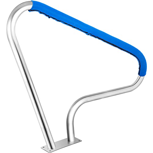 VEVOR Schwimmbad-Handlauf 121,9x91,5 cm Pool Haltegriff Ø 4,8 cm Edelstahl Einstiegshilfe Pool Kurven-Design Griffbogen mit Griffabdeckung & Zubehör Ideal für Schwimmbäder Schräglage Spa Wasserpark