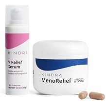 Kindra MenoRelief Supplement & V Serum - Menopause Perimenopause Supplement for Hot Flash, Libido, Brain Fog - Vaginal Moisturizer Cream for Vaginal Dryness and Discomfort - Hormone Free, GYN Tested