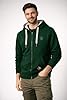 JRC Just Royal Clothing Mens Zipped Fleece Hoodies with Thermal Hood Inner, Casual Zip Up Hooded Sweatshirt Tops with Pockets (Bottle Green, XXL) #1