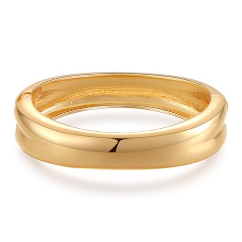 Women Bangle Bracelets, 18K Gold Fashion Chunky Cuff Bangles for Women, Plated Stainless Steel Jewelry Vintage Arm Cuff Bracelets for Women Birthday Love Mother's Day Valuntine's Day Christmas Gifts