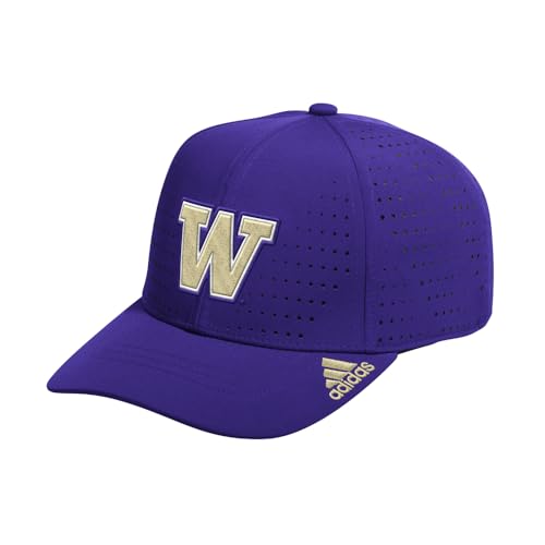 adidas Mens Washington Huskies Structured Adjustable Cap - Purple - Size OSFM