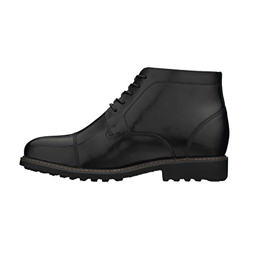 Image of CALTO Men's Invisible Height Increasing Elevator Shoes - Black Premium Leather Lace-up High-top Ankle Boots - 3.2 Inches Taller - Y41080- Size 6.5 D(M) US