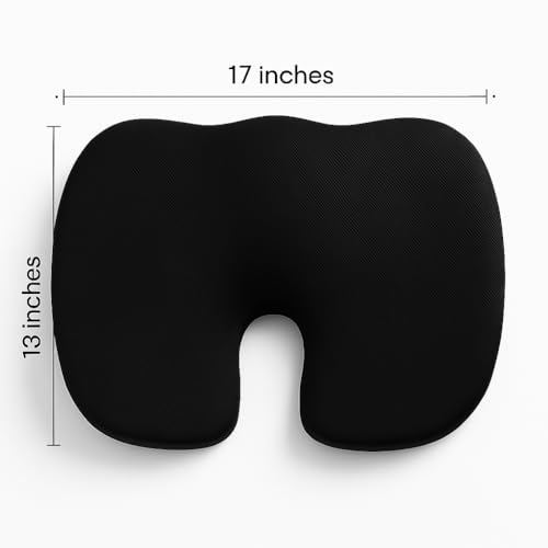 Image of Homerz Premium Orthopedic Coccyx Cushion | 2 Years Warranty | Seat Cushion for Chair, Car Seat Cushions, Memory Foam Sitting Pillow for Tailbone, Sciatica & Back Pain Relief (Standard)