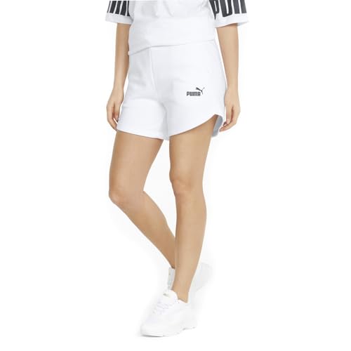 Image of Puma Women's ESS High Waist Shorts | Comfortable Cotton-Blend High Waist Knitted Shorts for Women | Ribbed Waistband | Ideal for Gym, Travel & Everyday Wear
