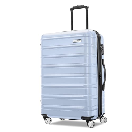 Image of Samsonite Omni 2: 24-Inch Medium Checked Hardside Luggage with 360 Spinner Wheels - Scratch Resistant Hardshell - TSA Lock - Expandable Polycarbonate Shell for Lightweight Travel - Pale Blue