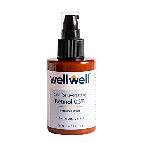 wellwell Retinol 0.5% Night Cream, 120ml | Reduces fine lines & wrinkles, boosts collagen production, regenerates skin cells | Night Moisturiser | Fragrance Free