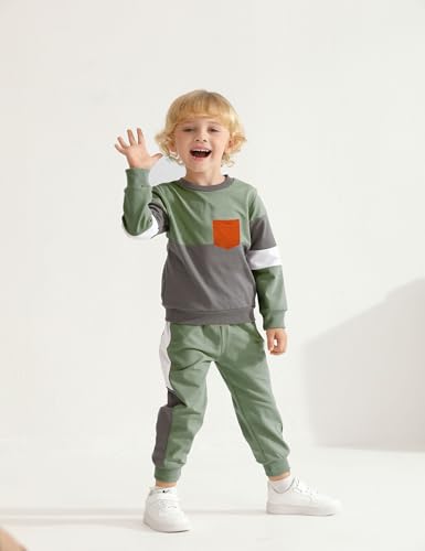 Image of Toddler Boy Clothes Long Sleeve Hoodie Sweatsuits Tops and Pants 2Pcs Boys Fall Winter Outfits Set