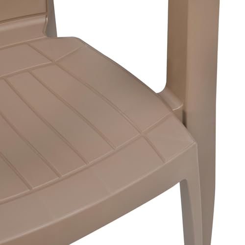 Image of Nilkamal Elevate Plastic Chair with Arm | Set of 2 | Stackable Chair | for Living Room, Bed Room, Kitchen, Balconies, Outdoor | Rattan Dark Beige