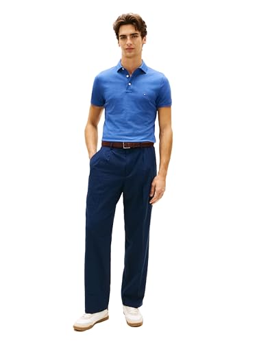 Image of Tommy Hilfiger Men's Short Sleeve Polo Shirts in Slim Fit with Stretch and Organic Pique Cotton